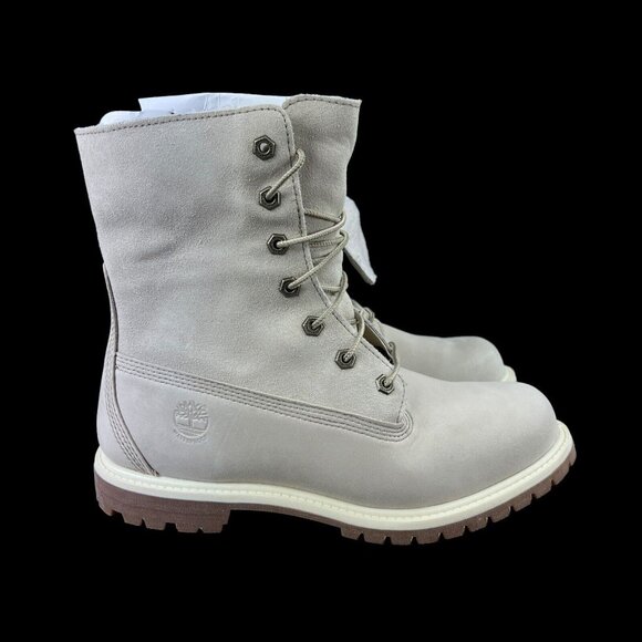 Timberland Authentic WP Fleece Fold Down Natural Nubuck Boots Women's Size 9.5